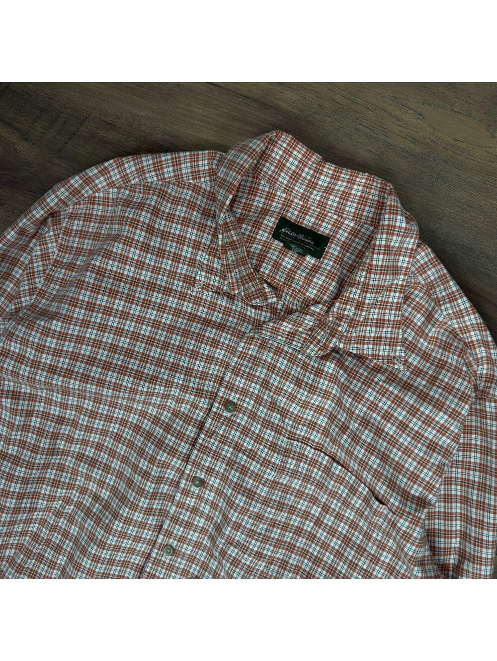 Eddie Bauer Plaid Button Down Shirt Mens XXL Tall Orange